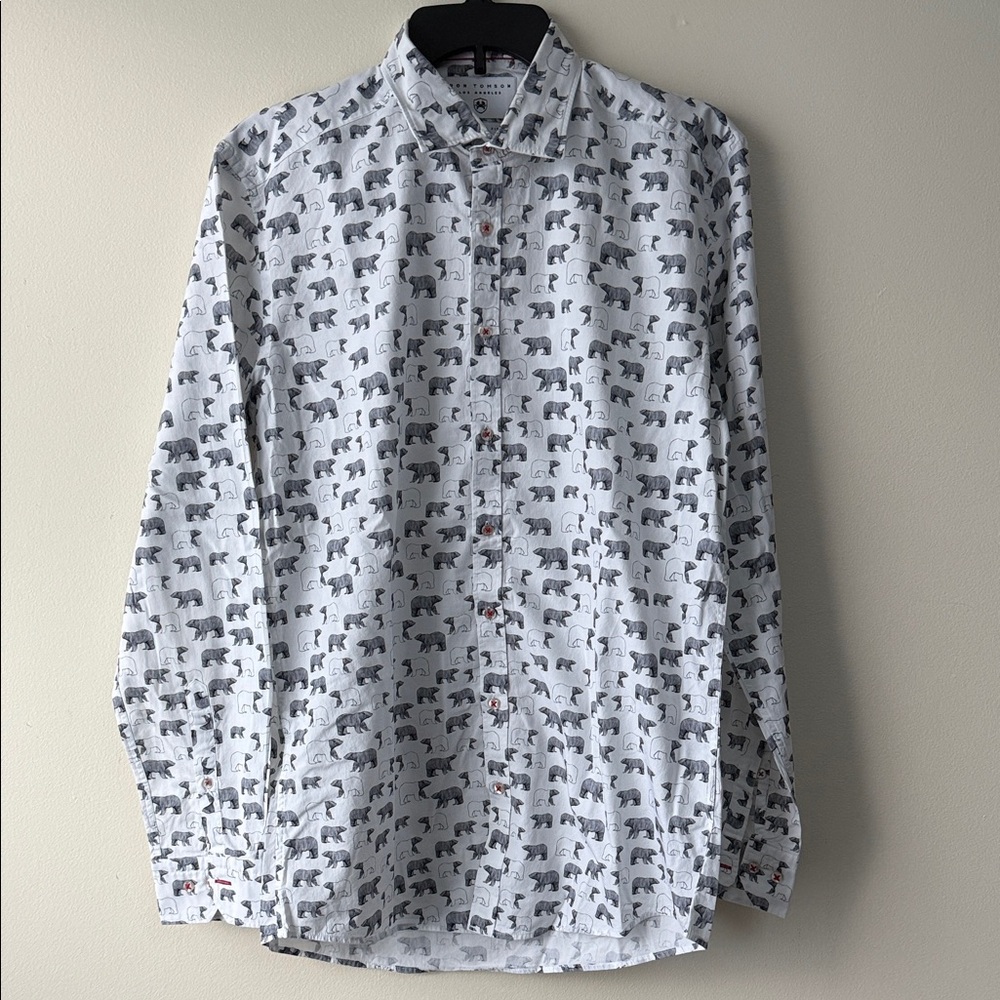 Ron Tomson White and Black Patterned Shirt